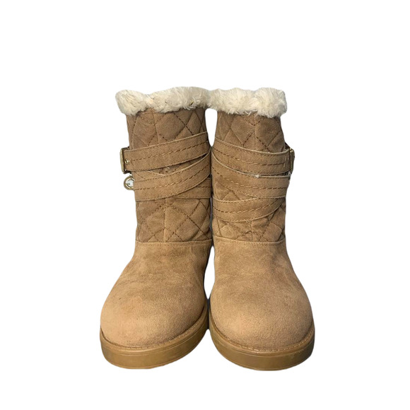 G By Guess Womens Quilted Faux Fur Lined Tan Ankle Boots Size 6M - Picture 2 of 8